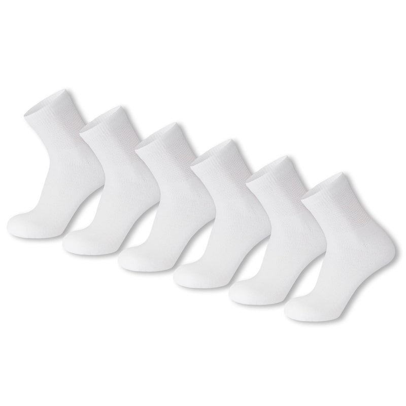 Brooklyn Socks 6 Pack of Small Size Mens Diabetic Quarter Length Athletic Sport Ankle Socks (White, 9-11) - Image 1